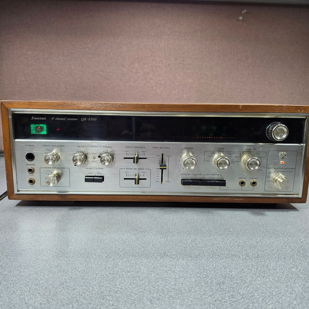 Sansui QR-4500 4-Channel Receiver Vintage Silver Wood Case READ Description!!!